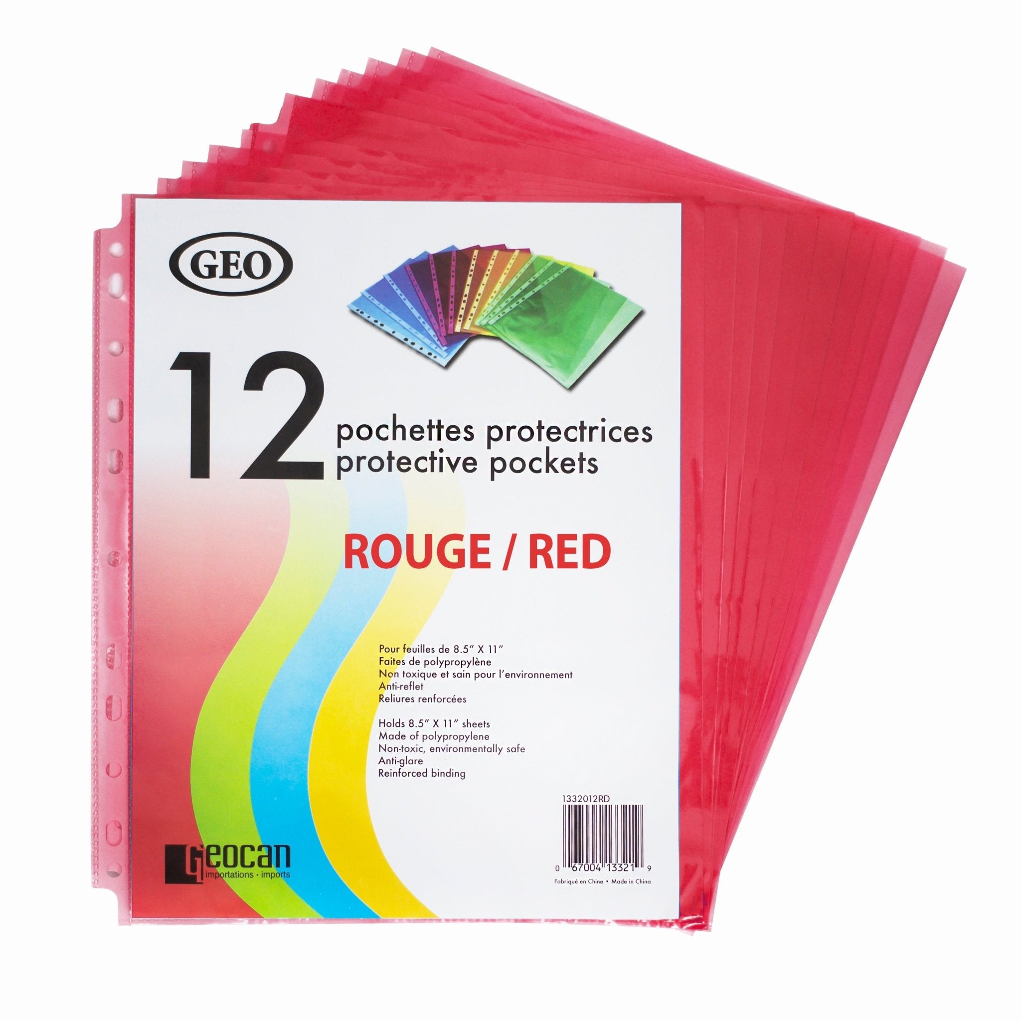 12 Pochettes protectrices rouge transparentes GEO - Trippin Store