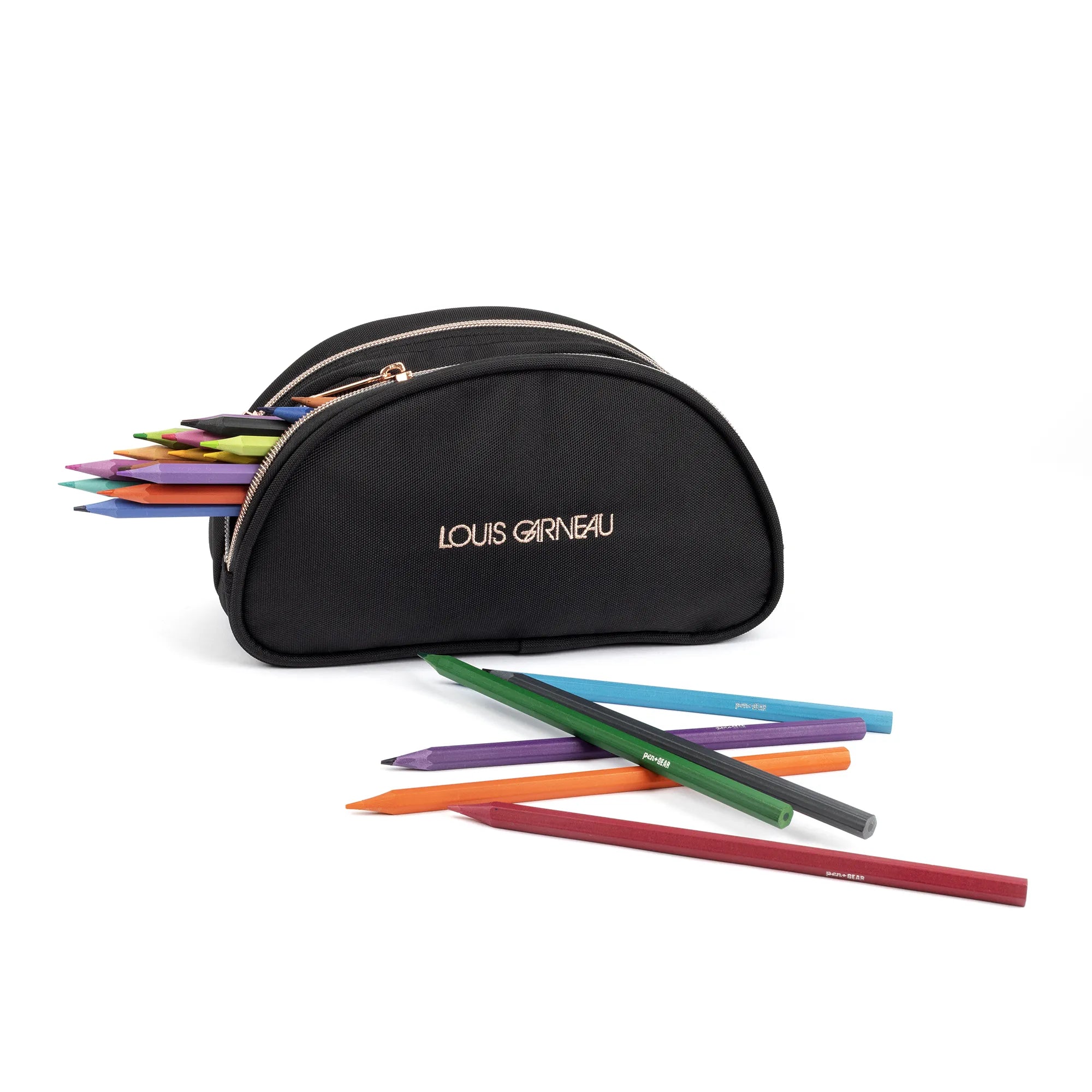 Étui à crayon double Louis Garneau noir et or