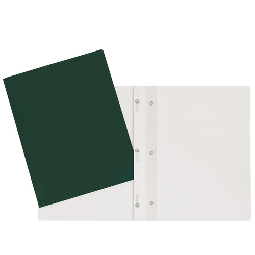 Duo tang de carton laminé vert foncé avec attaches GEO