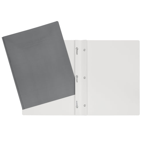 Duo tang de carton laminé gris avec attaches GEO