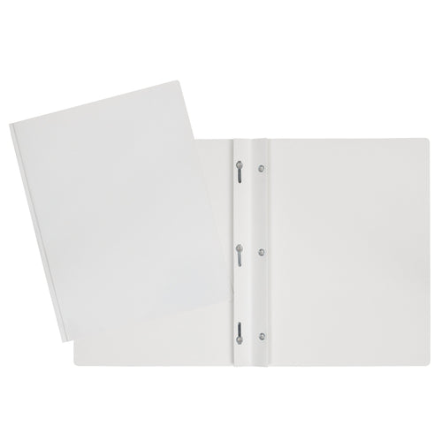 Duo tang de carton laminé blanc avec attaches GEO