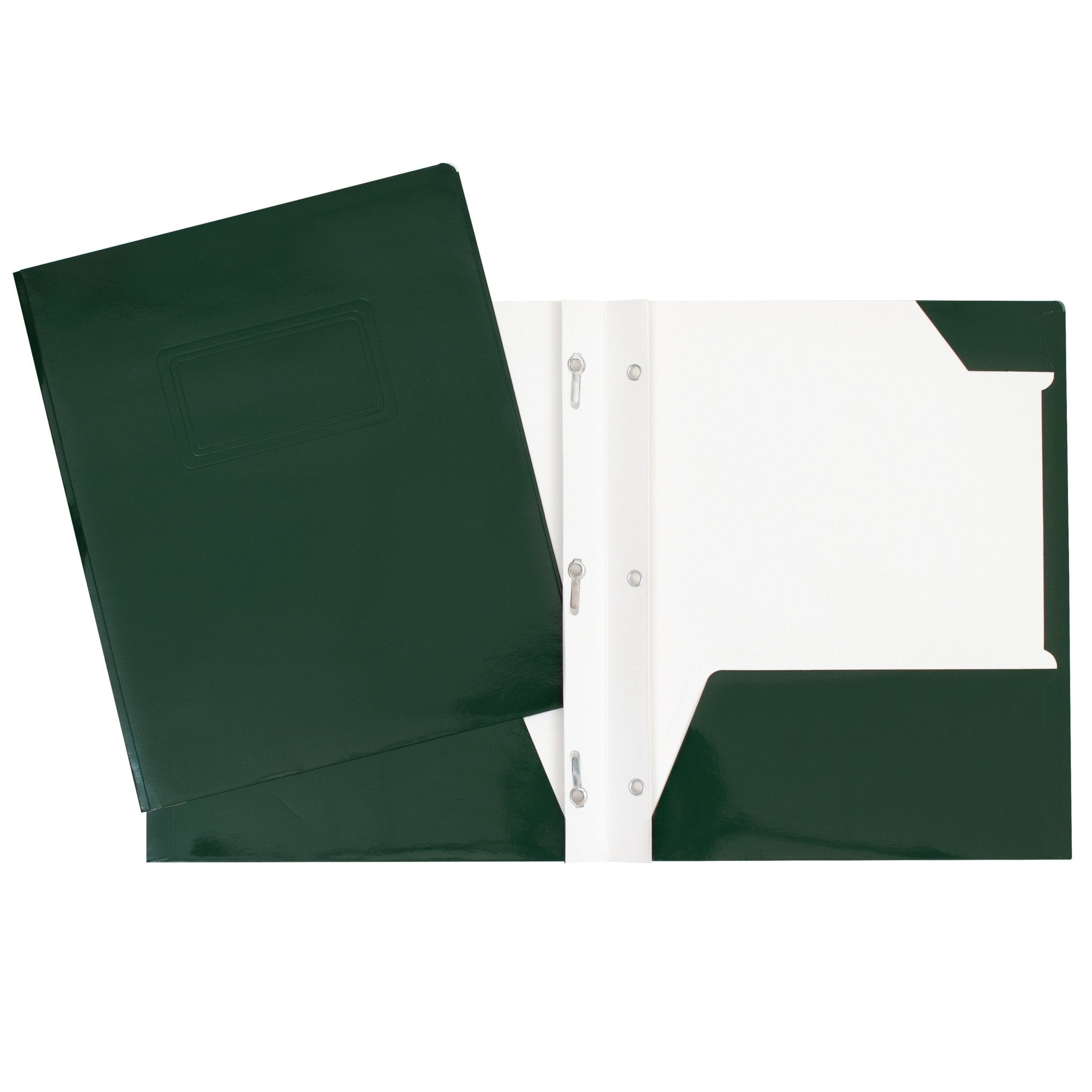 Duo tang de carton laminé vert foncé avec attaches et pochettes GEO - Trippin Store