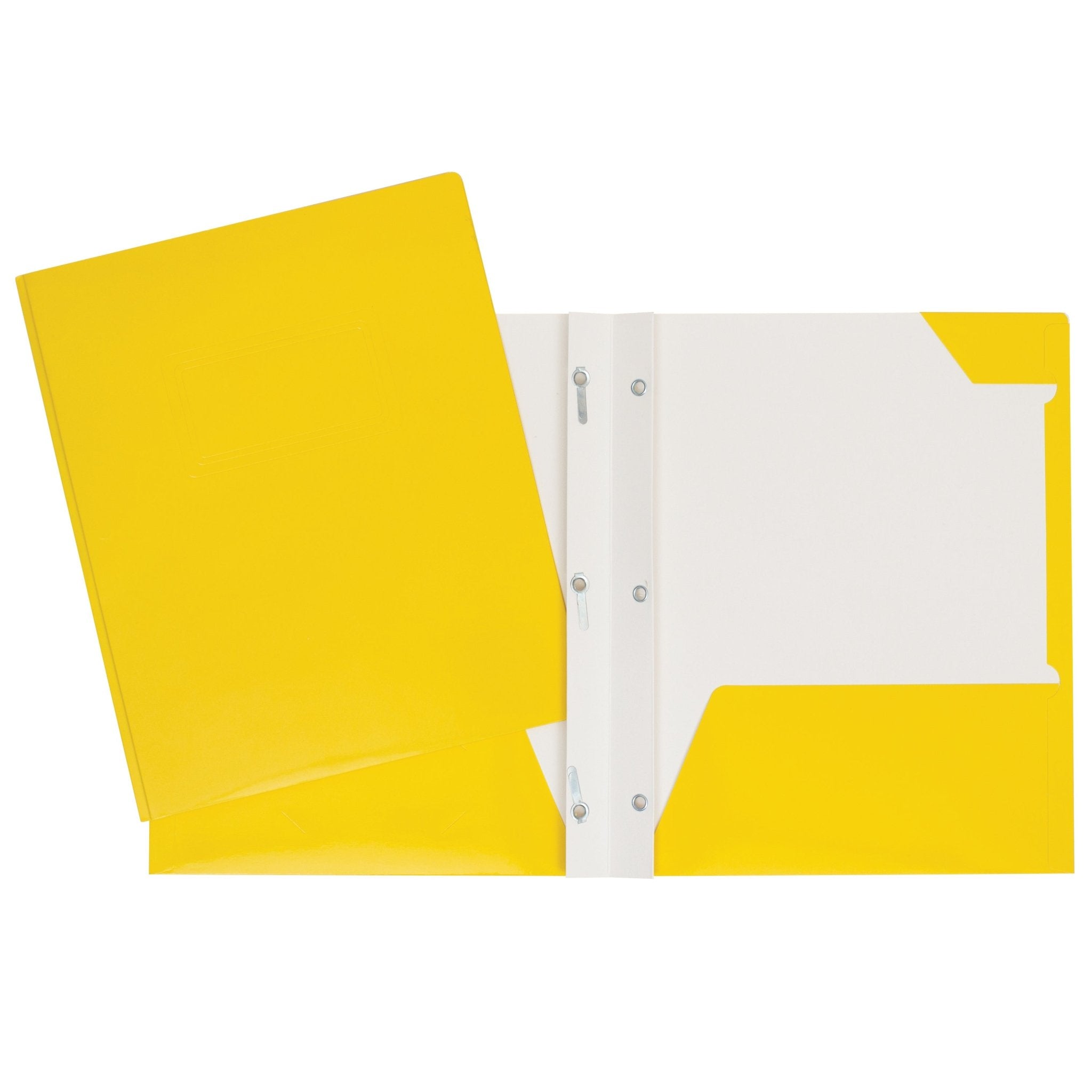 Duo tang de carton laminé jaune avec attaches et pochettes GEO - Trippin Store