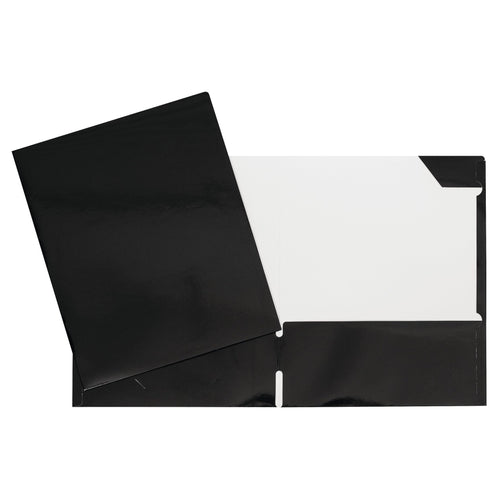 Duo tang de carton laminé noir avec pochettes GEO