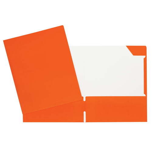 Duo tang de carton laminé orange avec pochettes GEO