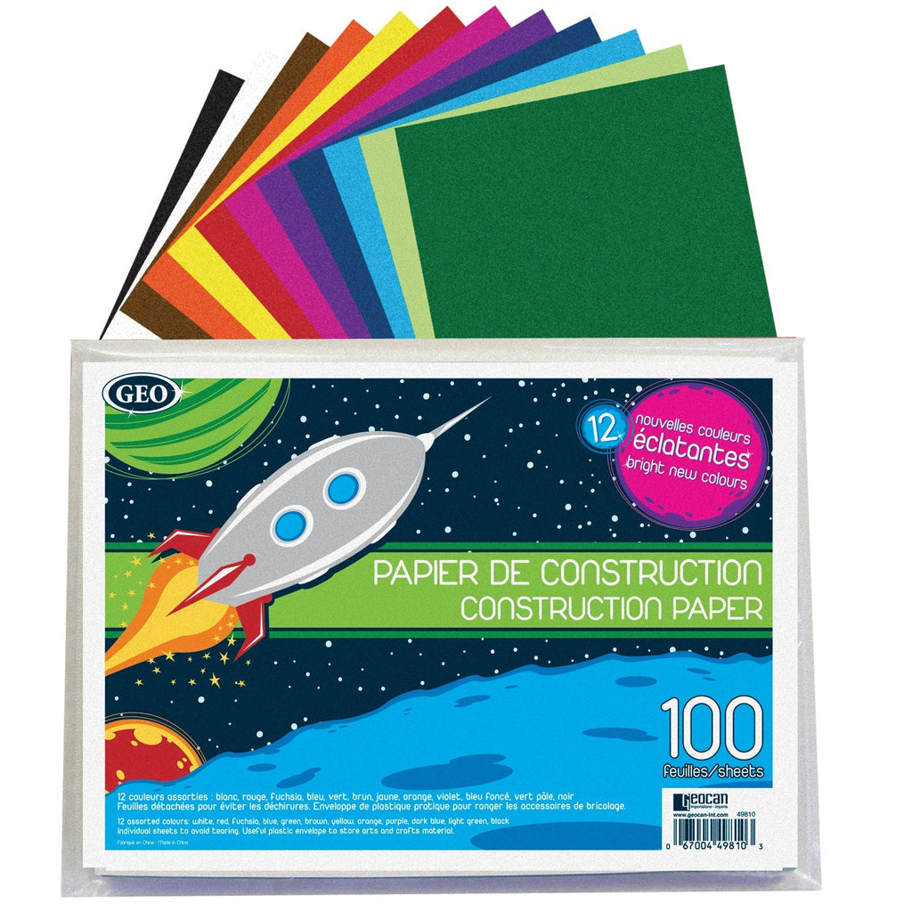 Papier de construction GEO 100 feuilles de 12 couleurs