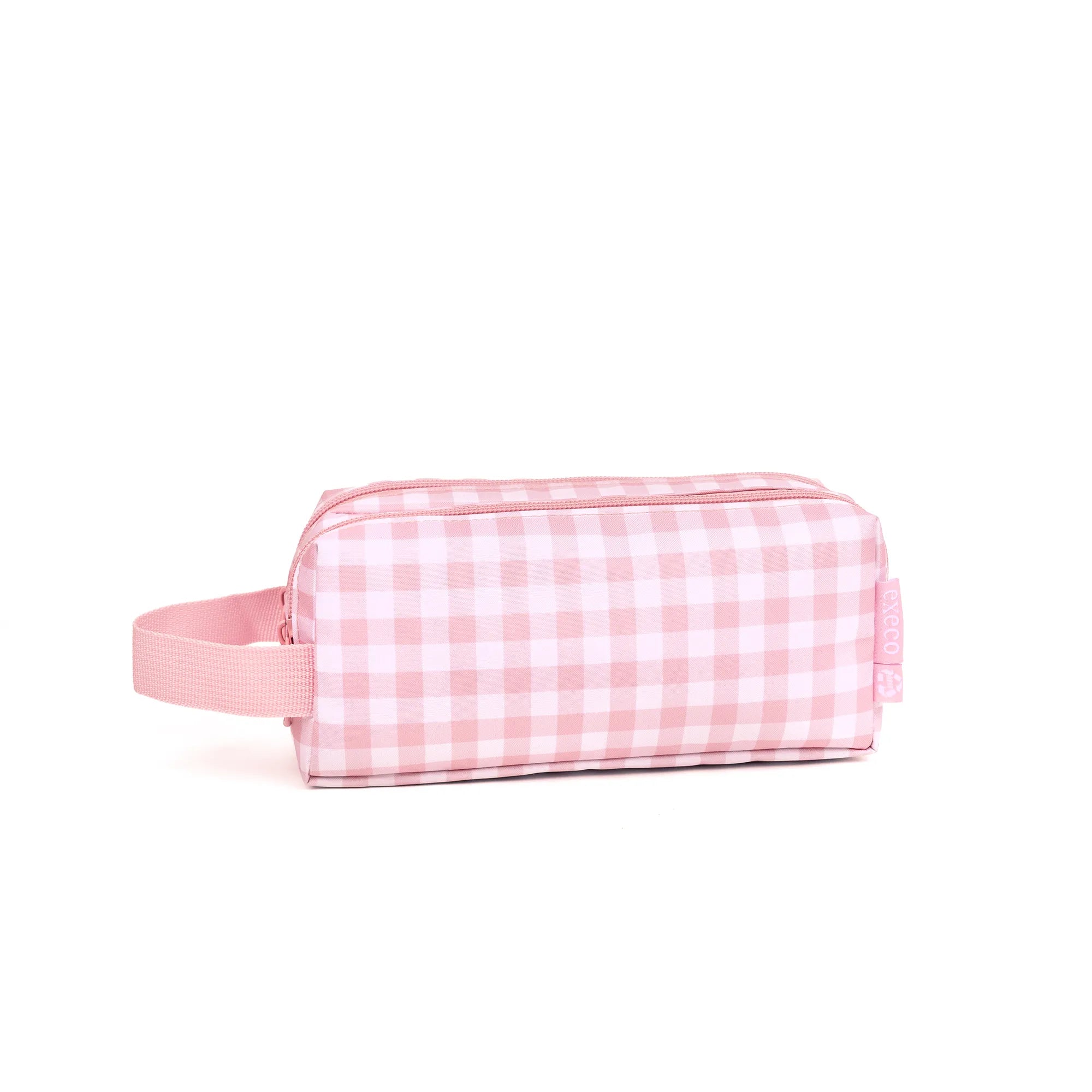 Étui à crayon double Execo carreaux rose