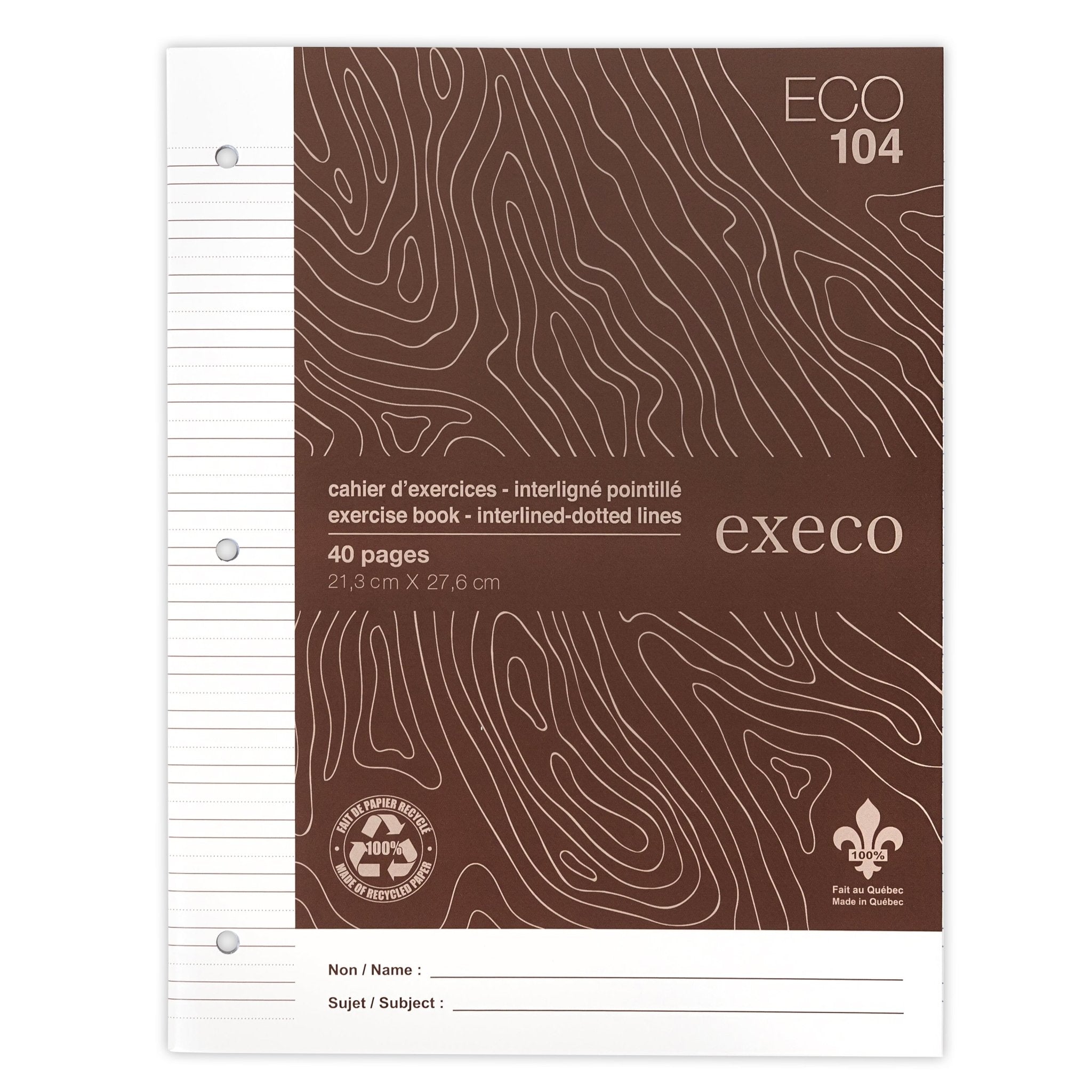 Cahier d'écriture interligné pointillé écologique Execo - Trippin Store