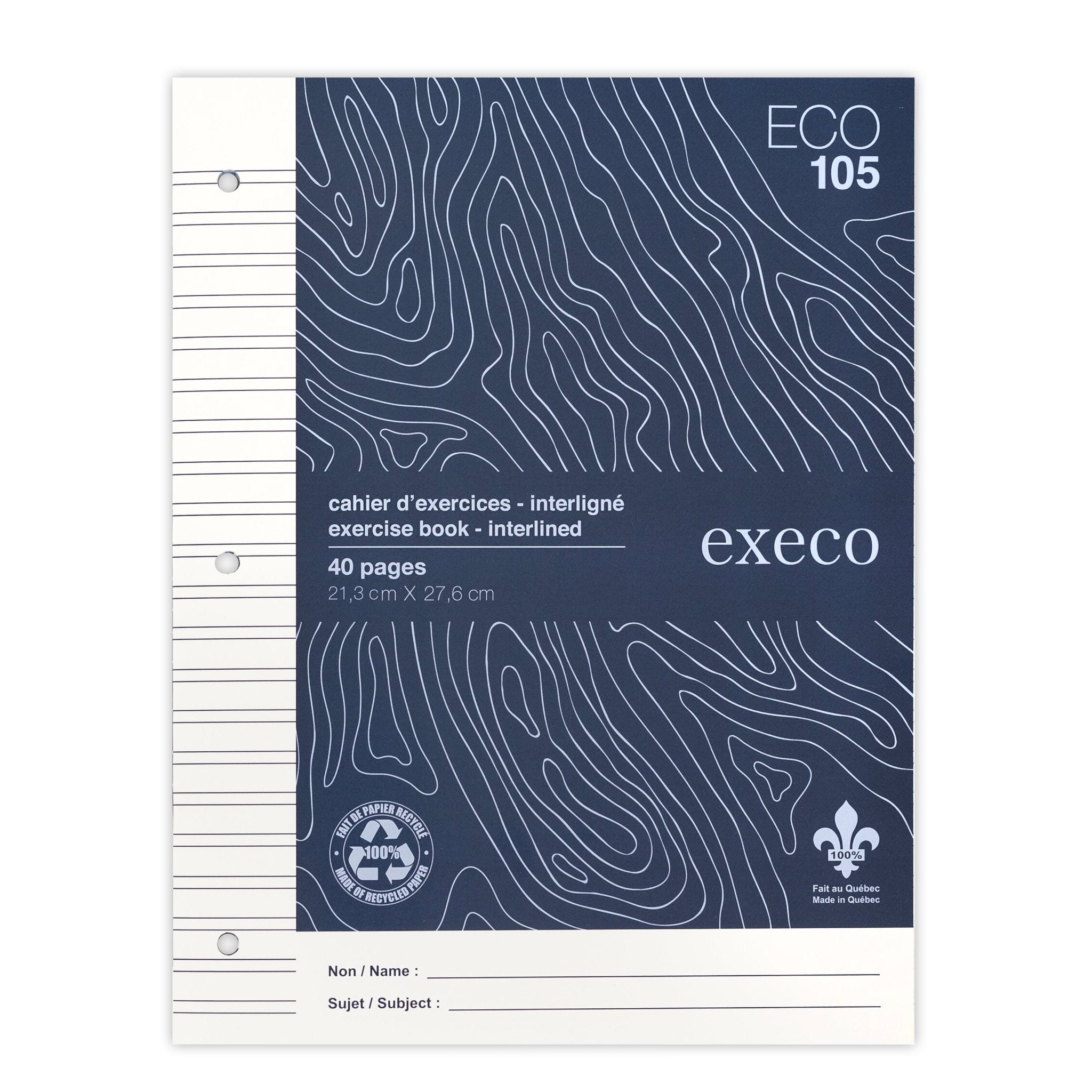 Cahier Canada interligné écologique Execo 40 pages
