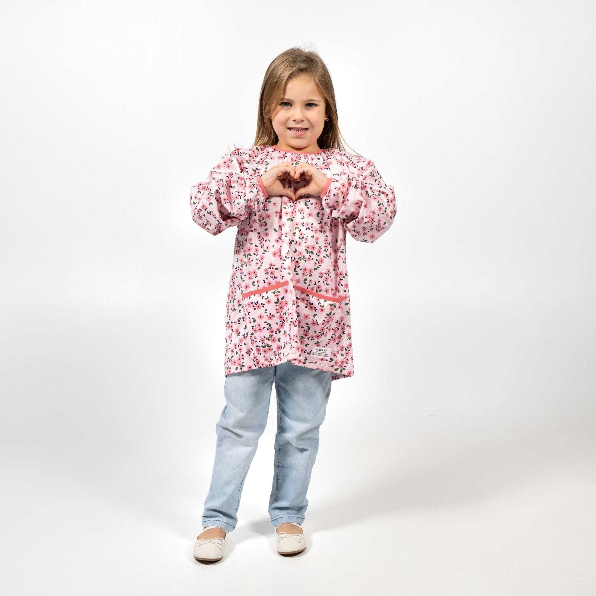 Tablier de peinture 6 à 8 ans Execo fleurs rose - Trippin Store