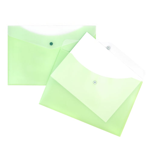 Pochette de plastique verte avec bouton poussoir GEO