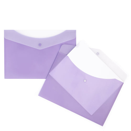 Pochette de plastique mauve avec bouton poussoir GEO