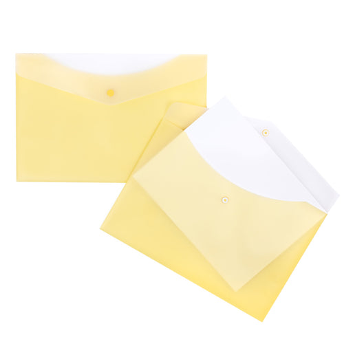 Pochette de plastique jaune avec bouton poussoir GEO