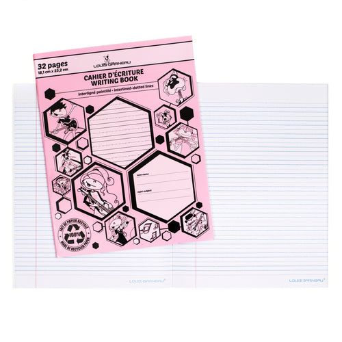 Cahier Canada interligné pointillé rose LG10 Louis Garneau