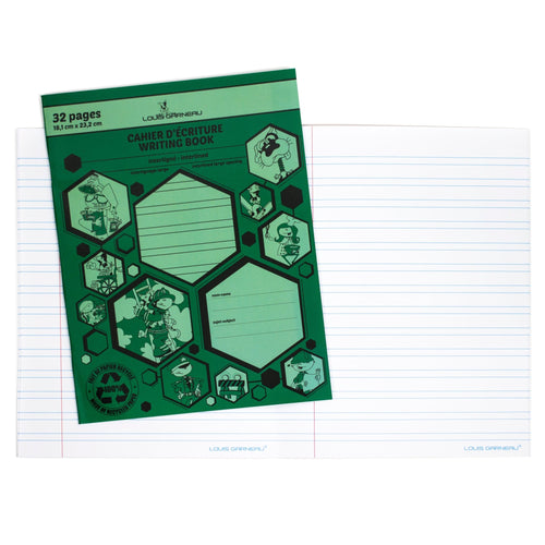 Cahier Canada interligné large vert LG25 Louis Garneau