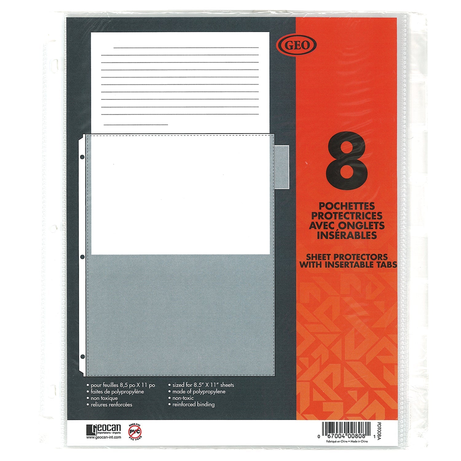 8 Clear Plastic Protective Pockets with GEO Tabs | TS