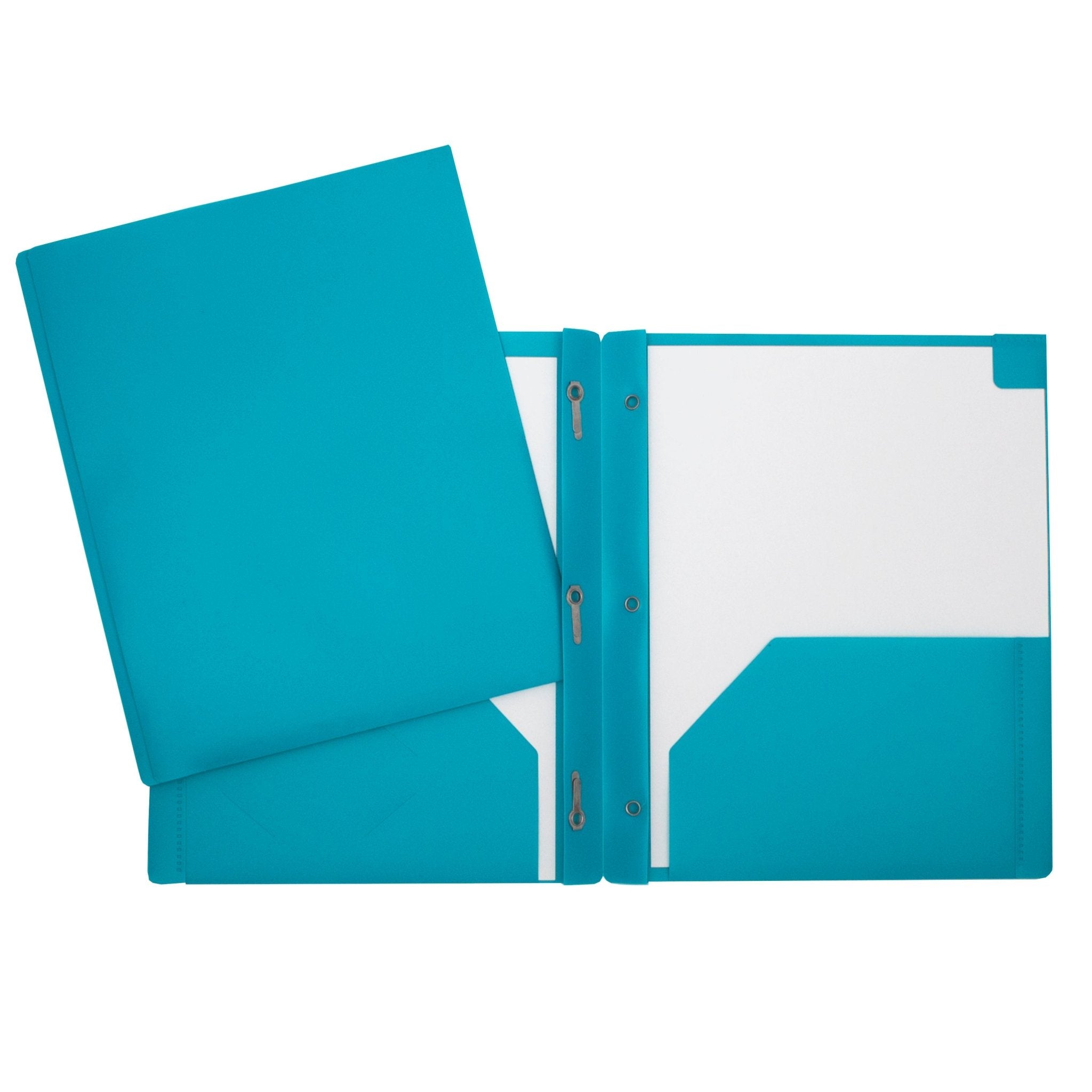 Duo tang de plastique turquoise avec attaches et pochettes GEO - Trippin Store