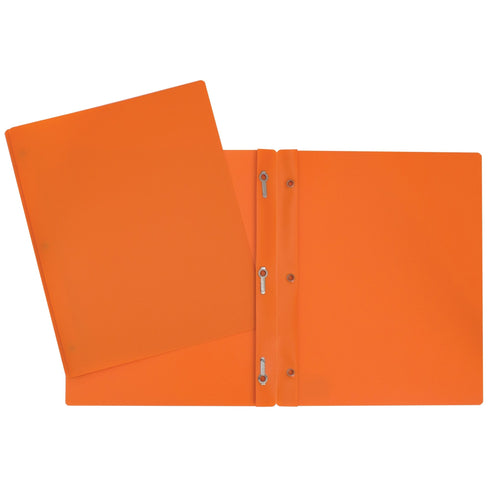 Duo tang de plastique orange avec attaches parisiennes GEO