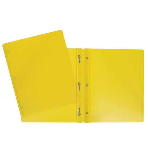 Duo tang de plastique jaune avec attaches parisiennes GEO