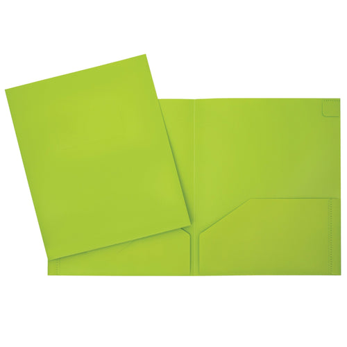 Duo tang de plastique vert pâle avec pochettes GEO